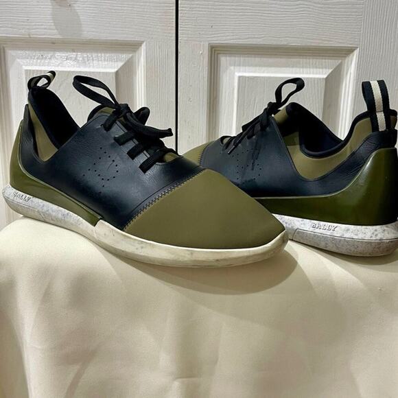 BALLY SNEAKERS HUNTER GREEN NEOPRENE BLACK LEATHER SZ 13 MADE‎ IN ITALY NORMCORE main image 7